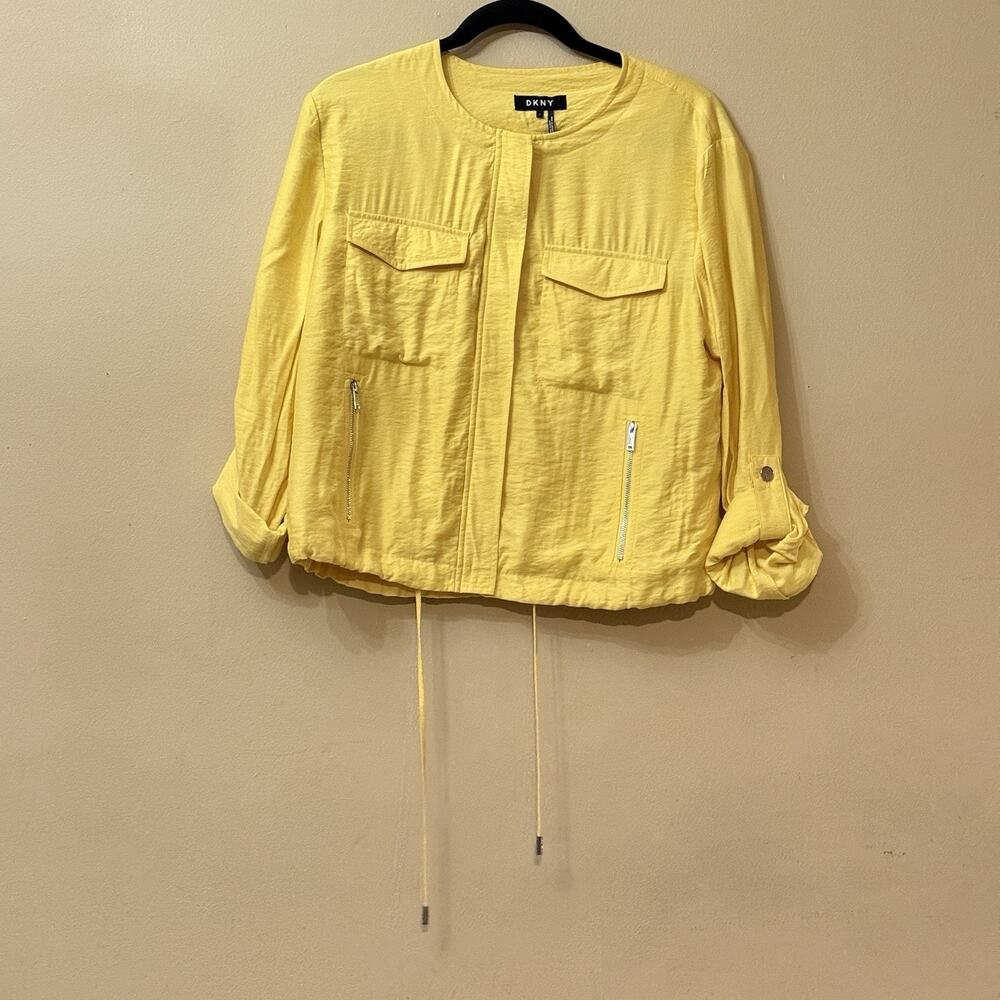 Utility Chic Dopamine Dressing Safari Modern DKNY Jacket Yellow Drawstring S